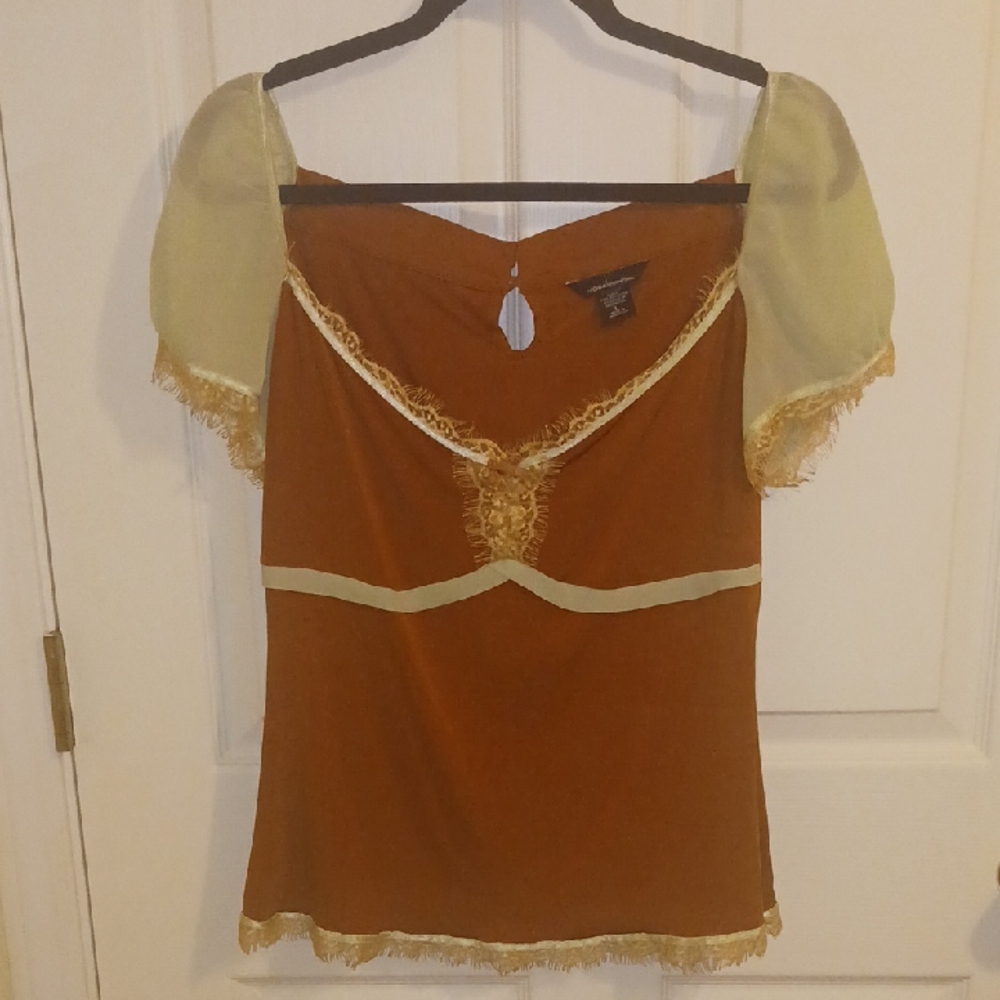 Moda International Brown and Cream Blouse